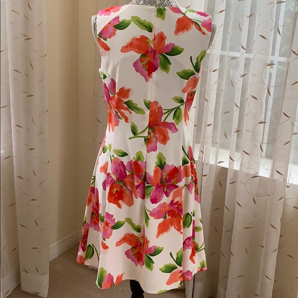 Dress Barn Ivory Tropical Print sheath dress sz8 - Picture 3 of 8